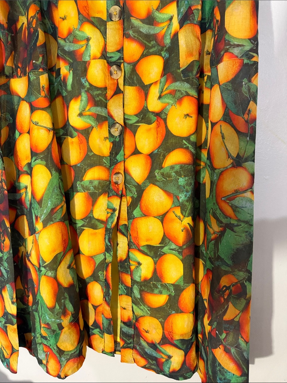 Anthropologie Summer orchard Lemon Print Maxi Skirt - Green & Orange size 10 - Picture 6 of 8